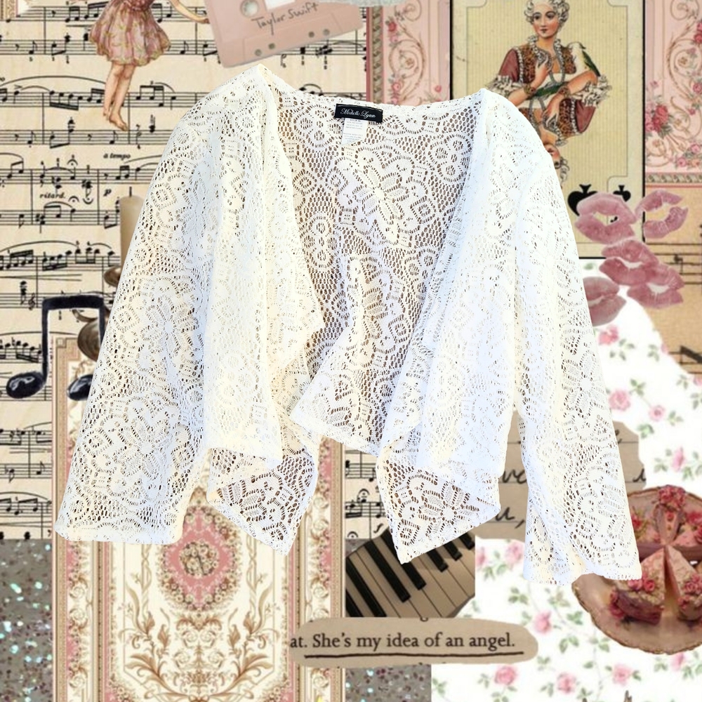 Vintage Michelle Lynn White Lace Cardigan